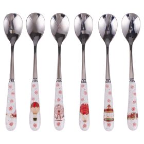 Set 6 cucchiaini dessert in acciaio inox e ceramica