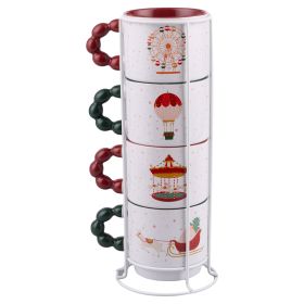 Set 4 Mug 350 ml con stand, impilabili, Xmas Circus