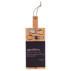 Set tagliere e 2 coltelli da formaggio 15x42 cm, Victionary
