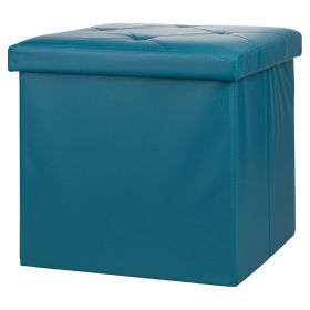 Pouf contenitore multiuso 38x38xh.38 cm, ottanio, Sibilla
