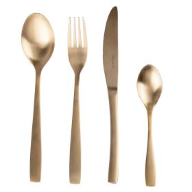 Set 24 posate in acciaio inox, oro satinato, Manhattan Sibilla