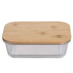 Contenitore rettangolare 640 ml in borosilicato e bamb&#249;, S&#236;Chef