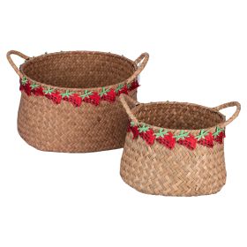 Set 2 ceste tonde in fibra naturale, Natural