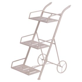 Carrello portavasi 3 ripiani in ferro battuto 55x38x79 cm, bianco, Est&#233;