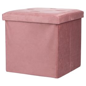 Pouf contenitore multiuso effetto velluto  38x38xh.38 cm, rosa antico, Sibilla