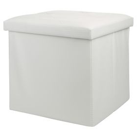 Pouf contenitore multiuso 38x38xh.38 cm, bianco, Sibilla