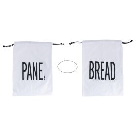 Sacchetto pane in cotone con laccetto, double face, bianco, Bigismore