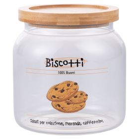 Biscottiera 1,9L in vetro borosilicato, coperchio in bamb&#249;,  S&#236;Chef