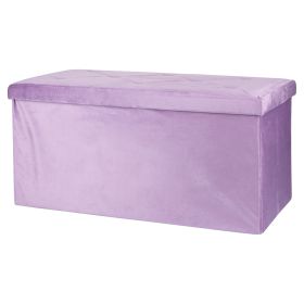 Panca contenitore multiuso effetto velluto 76x38x38 cm, lilla, Sibilla