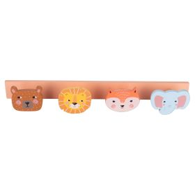 Appendiabiti bimbo da muro in legno, 4 ganci animaletto, Les Petites