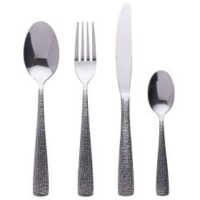 Set 24 posate in acciaio inox, silver lucido, Texture