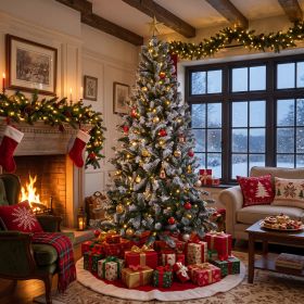 Albero di Natale innevato 1400 rami h. 210 cm, Everest Santa&#39;s House