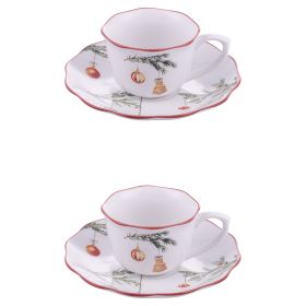 Set 2 tazzine caffè con piattino 100 ml in gres, Rametto
