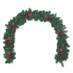 Festone natalizio 180 rami l. 270 cm con pigne e bacche rosse, Santa's House