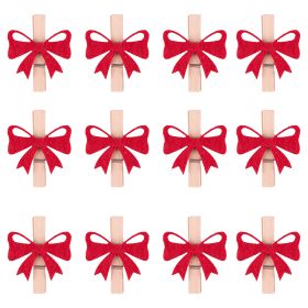 Set 12 fiocchetti chiudipacco natalizi in legno e feltro, Xmas