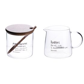 Set lattiera e zuccheriera 320 ml in vetro, coperchio e cucchiaino in bamb&#249;, Victionary
