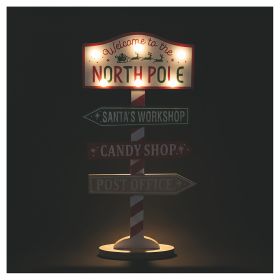 Cartello natalizio decorativo con led h. 41 cm, Santa's House