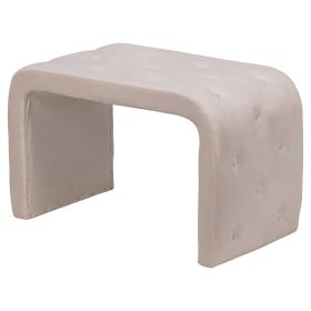 Panca arredo ad arco, rivestimento effetto velluto trapuntato, 75x40x46 cm, avorio, More Amor