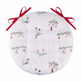 Cuscino sedia natalizio tondo con laccetti 42 cm, Rametto