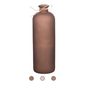 Vaso alto da arredo in vetro riciclato matt con rafia h. 33 cm, Sibilla