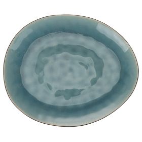 Piatto piano ovale in gres bicolor