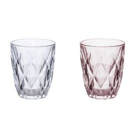 Set 2 bicchieri acqua 340 ml, trasparente e rosa, Celine Sibilla