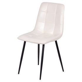 Sedia arredo stile industrial, gambe in metallo e seduta trapuntata imbottita, avorio, Sibilla