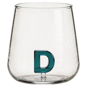 Bicchiere 420 ml in vetro borosilicato, lettera D interna in 3D, Monogram