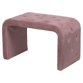 Panca arredo ad arco, rivestimento effetto velluto trapuntato, 75x40x46 cm, rosa cipria, More Amor