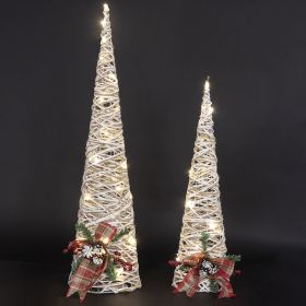 Set 2 coni natalizi luminosi h. 60-80 cm, Santa&#39;s House