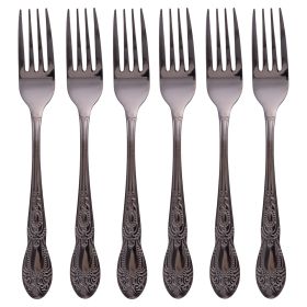 Set 6 forchette in acciaio inox, nero lucido, Wonderland