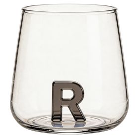 Bicchiere 420 ml in vetro borosilicato, lettera R interna in 3D, Monogram