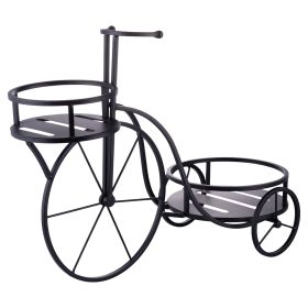 Bicicletta portavasi 2 ripiani in ferro battuto 55x26x42 cm, nero, Esté