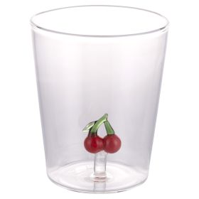 Bicchiere acqua 420 ml in vetro borosilicato, ciliegia interna in 3D, Fruit Life