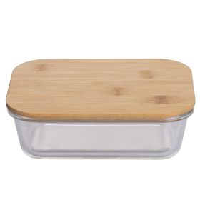 Contenitore rettangolare 370 ml in borosilicato e bamb&#249;, S&#236;Chef