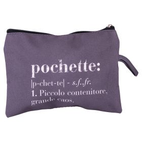 Pochette in tessuto, decoro con scritta, Victionary