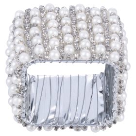 Anello porta tovagliolo, design quadrato decorazione con perle