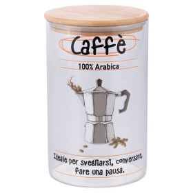 Barattolo caff&#232; 1L  in vetro borosilicato, coperchio in bamb&#249;, Sibilla