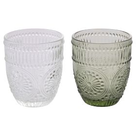 Set 2 bicchieri acqua 330 ml, trasparente e verde, Siviglia Sibilla