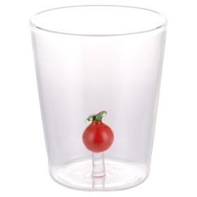 Bicchiere acqua 420 ml in vetro borosilicato, arancia interna in 3D, Fruit Life