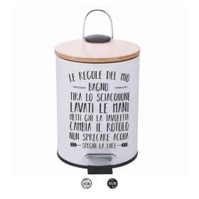 Pattumiera bagno 3L con pedale, coperchio in bambù, Le regole Sìordine