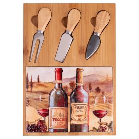 Set tagliere e 3 coltelli da formaggio 21,5x30,5 cm, Masseria