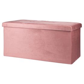 Panca contenitore multiuso effetto velluto 76x38x38 cm, rosa antico, Sibilla
