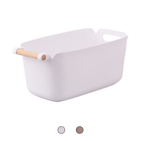Cestino portatutto in plastica pp, impugnatura in bamb&#249; 33,5x18,5x14,5 cm, S&#236;ordine