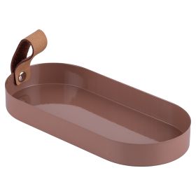 Vassoio ovale in ferro con impugnatura in PU, 21,5x9,5cm, mocha mousse