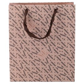 Busta regalo media in carta 22x10x26 cm, mocha mousse, Monogram