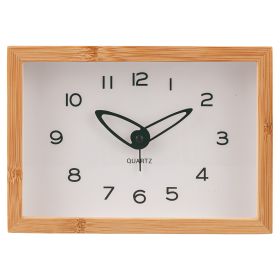 Orologio rettangolare da tavolo con sveglia 19x13,8 cm, cornice in bamb&#249;, Sibilla