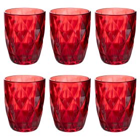 Set 6 bicchieri acqua 340 ml, trasparente, Celine Red