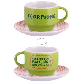 Tazzina caffè 100 ml con piattino, More Amor Scorpione