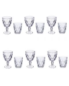 Set bicchieri acqua e calici vino da 12 pezzi, Elizabeth Sibilla